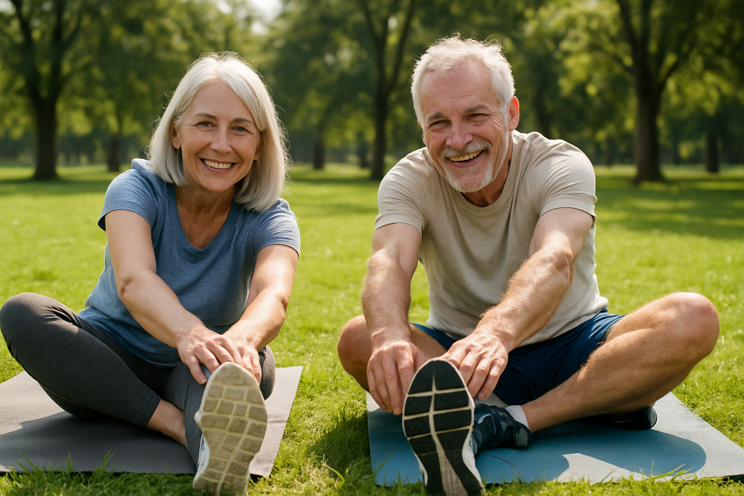 older people doing sports at the park