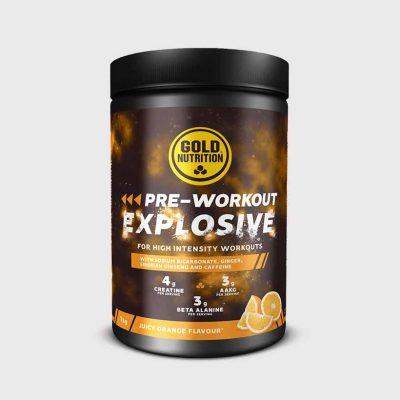 Imagem do pré-treino ideal para treinos mais explosivos, o GoldNutrition Pre-Workout Explosive com sabor a laranja